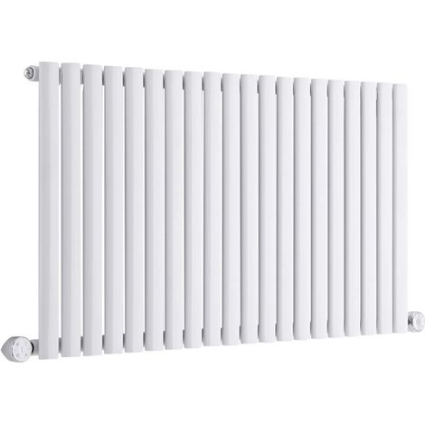Hudson Reed Vitality Électrique – Radiateur Design Horizontal Colonnes Ovales – Blanc – 63.5 x 118 cm
