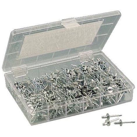 Rivets aveugles, corps en alliage d'aluminium tige en acier, assortiment en coffret - RIVQUICK