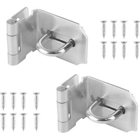Loquet de porte à angle droit de 10 cm (4 pouces), cadenas en acier inoxydable, verrou de sécurité (lot de 2) (1/5)