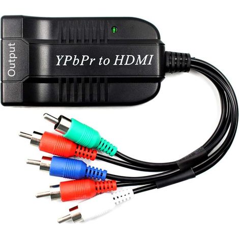 Adaptateur convertisseur YPbPr vers HDMI, composantes vers HDMI, 5 RCA RGB. Ce convertisseur vidéo et audio 1080p est compatible avec les lecteurs DVD, PSP, Xbox 360, PS2 et Nintendo, et peut être con (1/5)
