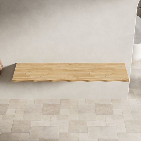 Ripiano in legno 160x38x3,8 cm, colore legno naturale, salvaspazio per bagno FloraGrace (1/5)