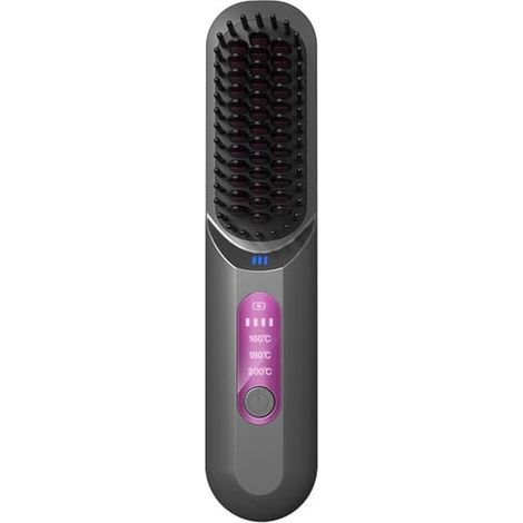 Brosse à cheveux portable sans fil : idéale pour se coiffer à la maison et en voyage, compatible avec tous les types de cheveux gris. (1/5)