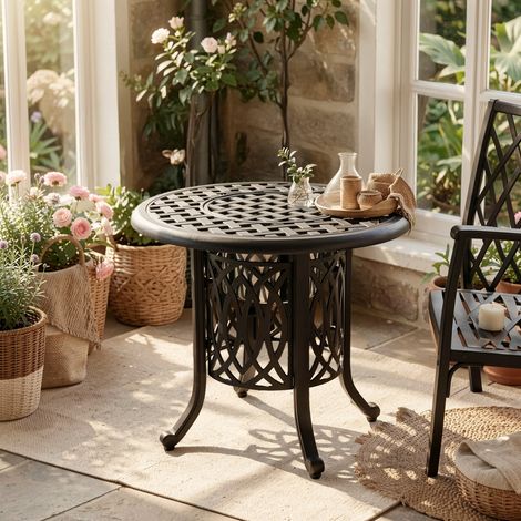 URBAN MEUBLE Table basse d'extérieur bronze en aluminium avec seau à glace 55x49cm