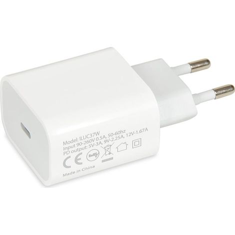 iBOX C-37 USB-C PD20W Wandladegerät, USB-C auf Lightning-Kabel (1/3)