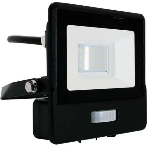V-TAC Faro LED Chip Samsung 10W con Sensore PIR Cavo 1m Colore Nero Bianco Freddo IP65 (1/5)