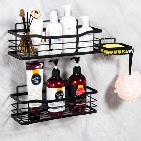 Étagère de douche sans perçage – Lot de 3 – Acier inoxydable SUS304 – Résistante à la rouille – Installation adhésive rapide (1/5)