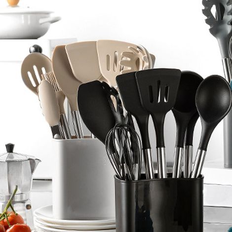 13-teiliges Küchenutensilien-Set aus Edelstahl, Silikonlöffel, Pfannenwender, Schöpfkelle, Küchenutensilien-Set (1/5)