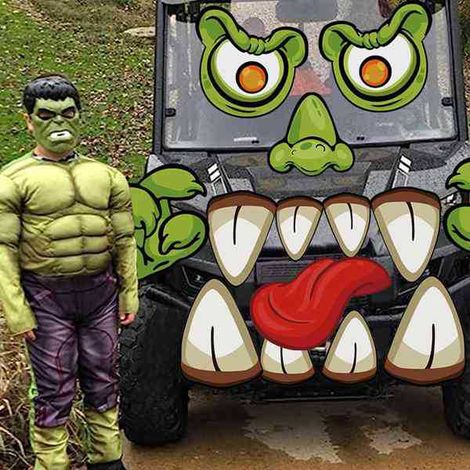 set. Color: Green. Material: PP. Car decoration kit. Halloween decoration monster face (batch). (1/5)