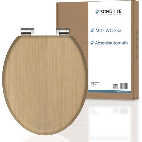 SCHÜTTE Tavoletta WC chiusura ammortizzata legno  Copriwater universali globo  Coperchio Water MDF  Sedile WC Universale  Asse Water  Fino a 250 kg  NATURAL WOOD (1/5)
