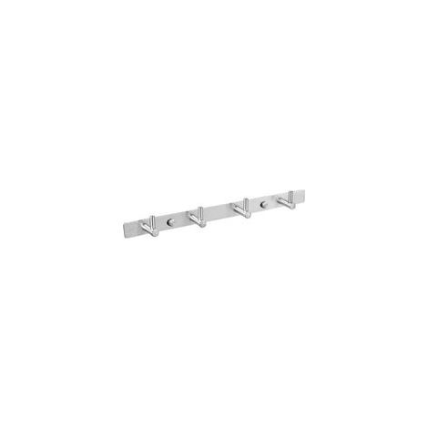 Llavero de pared de 27 cm (10,6 pulgadas) con acabado en níquel cepillado y 4 ganchos para llaves, ideal para entrada, puerta, baño, cocina o pasillo (acero inoxidable 304, color plata).