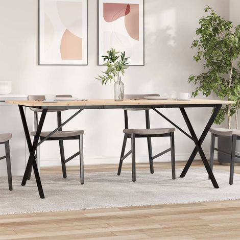 Esstisch X-Gestell 180x90x75 cm Massivholz Kiefer und Stahl
