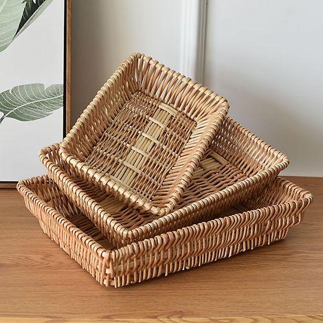 Aufbewahrungskorb aus Rattan, gewebter Snackkorb, Obstkorb, stapelbarer Brotkorb (1/5)