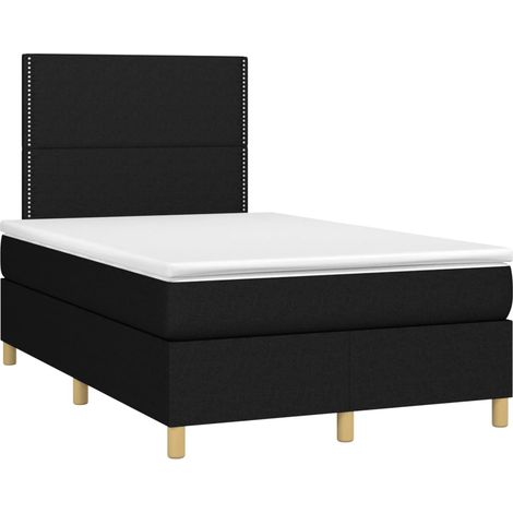 Estructura de cama LED con cabecero con somier colchón 120 x 200 cm tela negra TDL0209290
