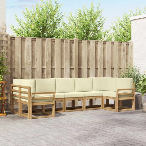 vidaXL Outdoor-Sofagarnitur 7 Stk. Weiß und Creme (1/5)