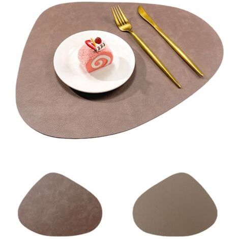 royaluxe-Napperons de table, lavables et réversibles, ronds et lavables, antidérapants et résistants à la chaleur, pour l'intérieur et l'extérieur (lot de 4, marron foncé) (1/5)