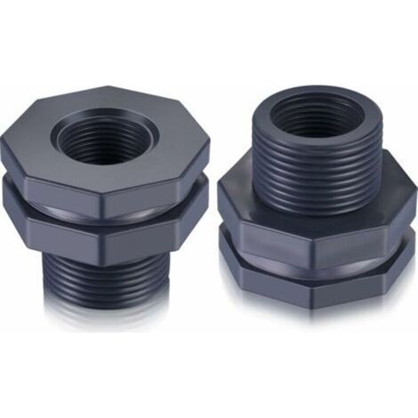 Raccord de cloison en PVC 2 pièces pour barils de pluie, aquariums, réservoirs d'eau (3/4")