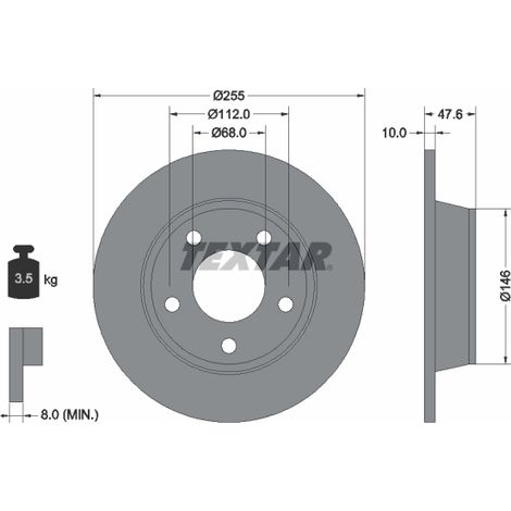 Lot de 2 Disques de frein Textar 92117303 AUDI 4B0615601B