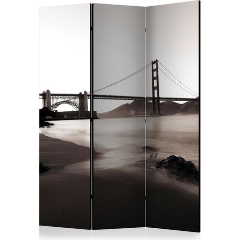 Paravento - San Francisco: Golden Gate Bridge in black and white [Room Dividers] - 135x172 (1/4)