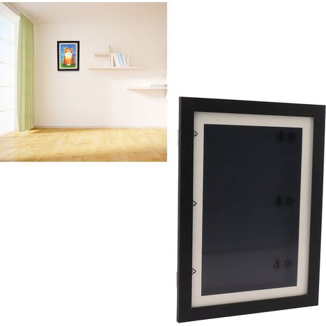 Cadre photo magnétique pliable à couvercle rabattable KidsArtFrame pour enfants, avec rangement, noir. (1/5)