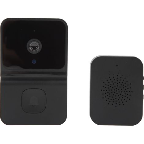 Sonnette connectée noire 1080p WiFi sans fil avec communication bidirectionnelle, vision nocturne, grand angle, application et lecture dans le cloud pour la maison (1/5)