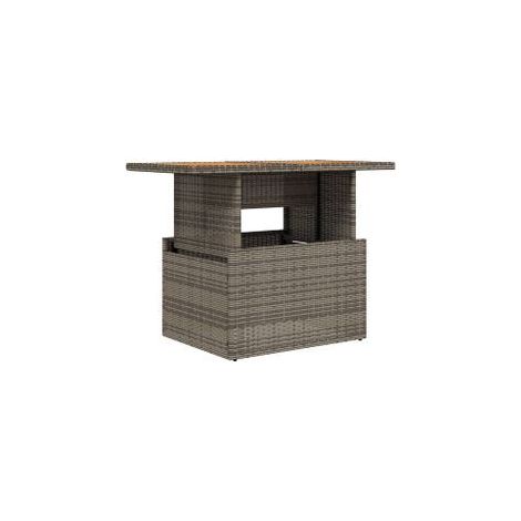 Table de jardin gris 100x55x73 résine tressée et bois acacia (1/5)