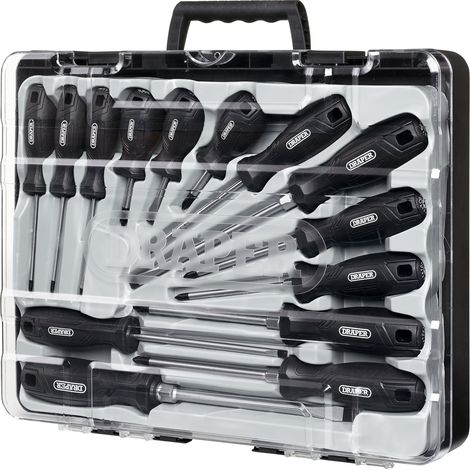 Draper SET 5 - 14-Piece Hard Grip Screwdriver Set with Regular (L) Handles