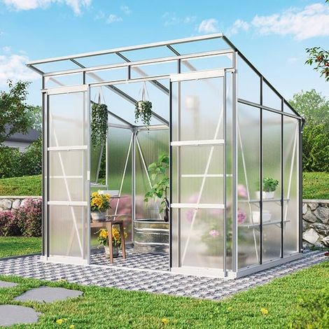 Serre de jardin en polycarbonate 6 mm Playa, Long 2.54 m, Couleur Noir