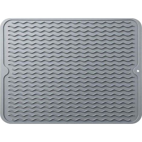 Tapis de séchage à vaiss, égouttoir à vaiss en silicone à séchage rapide, tapis de table pour accessoires de table de comptoir de cuisine, tapis de vidange de vaiss résistant à la chaleur et antidérap