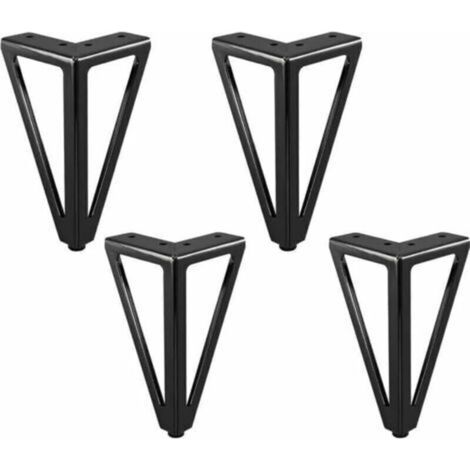 4 Packs Pieds de Meubles, Pieds de Table en Métal, 15cm Noir Pieds de Meuble, pour Table TV, Pied de Table Basse, Armoire, Canapé lit et Autres. (15cm, Black) (1/5)