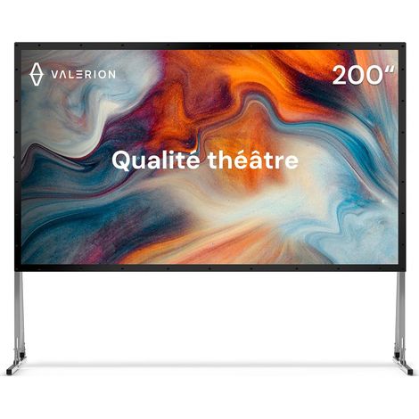 Écran Pliable Portable de 200 Pouces, 3 Couches en PVC Blanc Mat Gain 1,3, écran de Film extérieur 16:9, Prend en Charge 4K 8K HD, Anti-Plis, kit de stabilité Coupe-Vent et Sac de Transport (1/5)