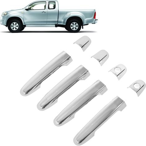 Juego de 8 piezas de embellecedores cromados para las manijas exteriores de las puertas, compatibles con los modelos Toyota Hilux Vigo de 2005 a 2014.