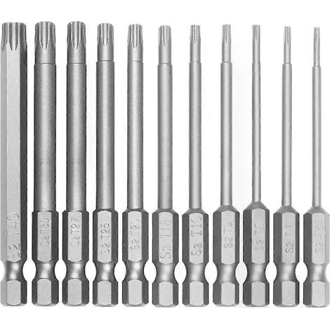 11-teiliges Torx-Schraubendreher-Bit-Set, 1/4 Zoll Sechskantschaft, robustes Torx-Stern-Sicherheitsbit-Set, professionelles magnetisches Stern-S2-Stahl-JXLGV (1/5)