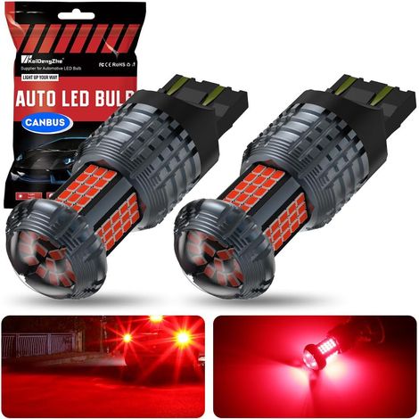 7443 LED Bulbs, 2PCS Red T20 LED Built-in Resistor Canbus Error Free Anti Hyper Flash 7441 7444 T20 W21W LED Bulb with Projector Replacement for Brake Light Backup DRL (1/5)