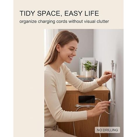 Pinces à Câbles Autocollantes en Plastique Dos Adhésif Acrylique Transparent Fixation Mural pour Éliminer l'Encombrement et Protéger les Surfaces (1/4)