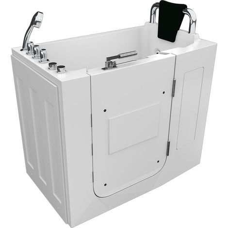 Sitzwanne Whirlpool Badewanne mit Tür S08WP-TH-C-R 110x68cm (1/5)