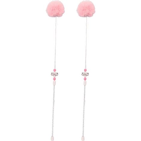 Lot de 2 bâtonnets à mâcher amusants pour chatons, jouet interactif pour l'entraînement des chats, balle à poils colorés - rose (1/5)