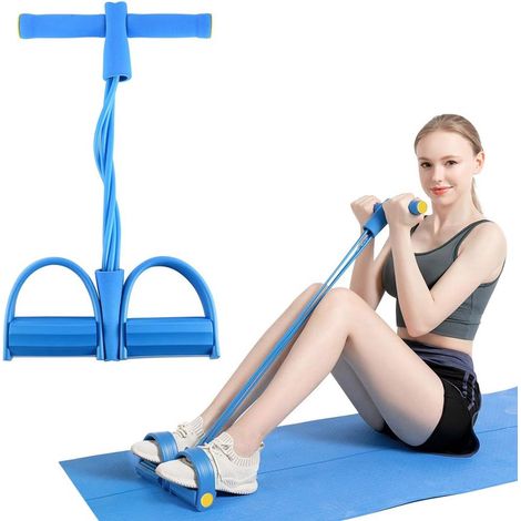 Appareil d'entraînement pour abdominaux - Roller pour abdominaux - Roue pour abdominaux - Bande Résistance avec poignée et pédale - Abdominaux - Abdominaux Total - Élastique de résistance - Équipement
