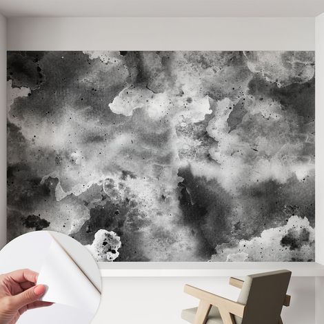 Papier peint autocollant décoratif à motifs pour salon chambre et bureau Tapete adhésif pour décoration Nuages gris 152x104 cm (1/5)