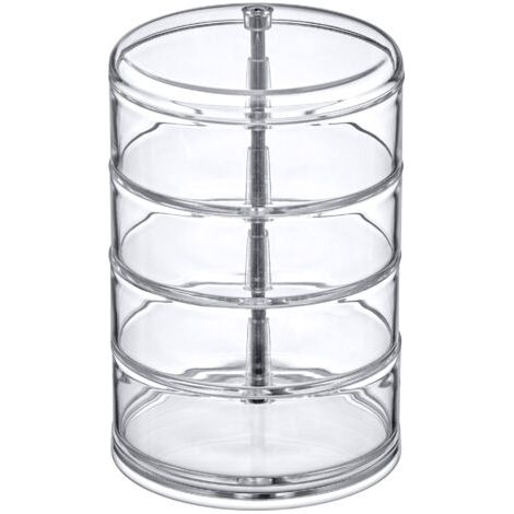 Boîte de rangement de bijoux à 5 couches en acrylique transparent, support rotatif de stockage de cosmétiques rotatif à 360 ° pour collier, bracelet, bague, boucles d'oreilles, petits objets (1/5)