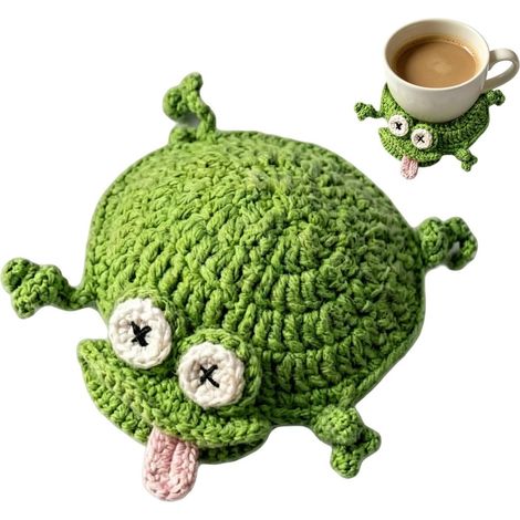 sous-Verre Au Crochet - Amusants Dessous de Verre en Crochet 3D Protection et décoration - sous-Verres Animaux Crochetés Main - pour Enseignant, Fille, Maison, Bureau, Crémaillère, Café, Thé, (1/5)