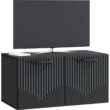 Maison Exclusive - Meuble TV mural Noir 59,5 x 31 x 30 cm Bois d'ingénierie