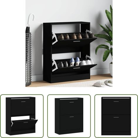 Holzschrank -  Schuhschrank Schwarz 63x24x81 cm Holzwerkstoff (1/5)