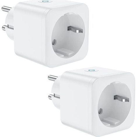 Prise de connexion WiFi, prise intelligente 16A 3300W, compatible avec Alexa Google Home, avec commande vocale et télécommande, prise de minuterie avec fonction minuterie (2 Pack) (1/5)