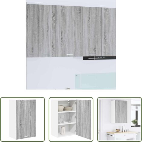 Holzwerkstoff - Hängeschrank Grau Sonoma und Weiß 50 x 31 x 80 cm Holzwerkstoff (1/5)