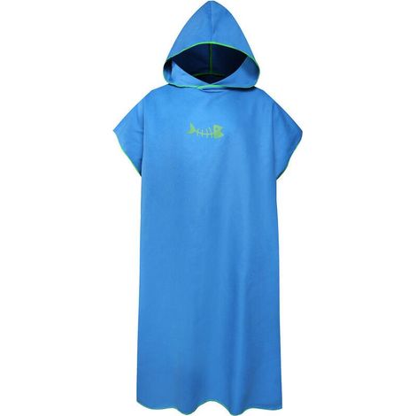 Surfponcho, schnelltrocknendes Wechselhandtuch mit Kapuze, Mikrofaser-Stranddecke, Badetuch, Strandanzug, Strandponcho für Erwachsene (Blau) (1/5)