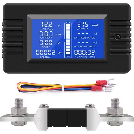 DC Shunt Battery Monitor Voltmetro DC 0-200V Shunt 100A Amperometro Digitale, Capacità della Batteria Misuratore, Multimetro Tensione Corrente per Batteria Auto RV Solare (PZEM-015+300A shunt) (1/5)