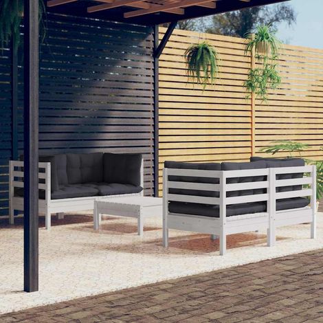 Salon de jardin 5 pcs Ensemble Table et Chaise de Jardin - avec coussins anthracite Bois de pin BV472509 - BonneVie (1/5)