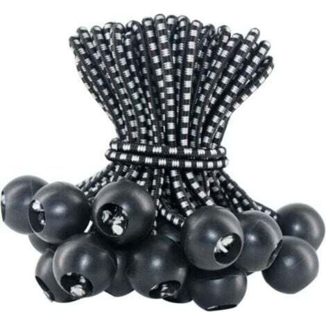 50-teiliges Set elastischer Bungee-Seile, 10 cm lange Bungee-Seile für Planen, elastisches Seil, Bungee-Seile, Gummi-Bungee-Seile, elastische Seile mit Kugeln für Pavillons, Planen, Zelte, Vorhänge, B (1/5)