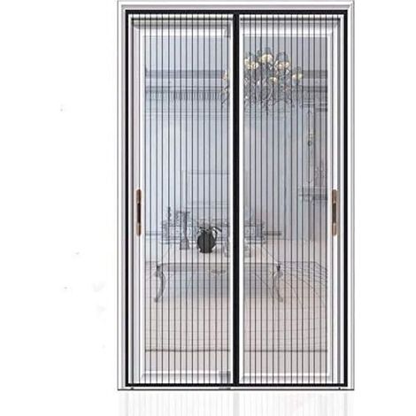 Rideau de Porte magnétique/Moustiquaire porte Magnétique pour portes fenêtres Anti Moustiques Mouches 120x220cm Noir (1/4)