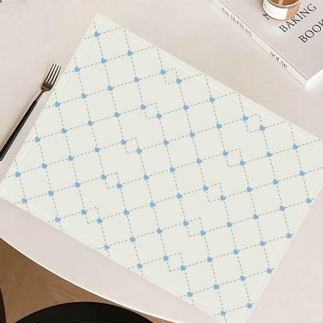 Lot de 4 sets de table/dessous de verre/nappes/sets de cuisine/salle à manger minimalistes à carreaux, style classique clair et moderne, en polyester imprimé à plat. Idée cadeau. (1/5)